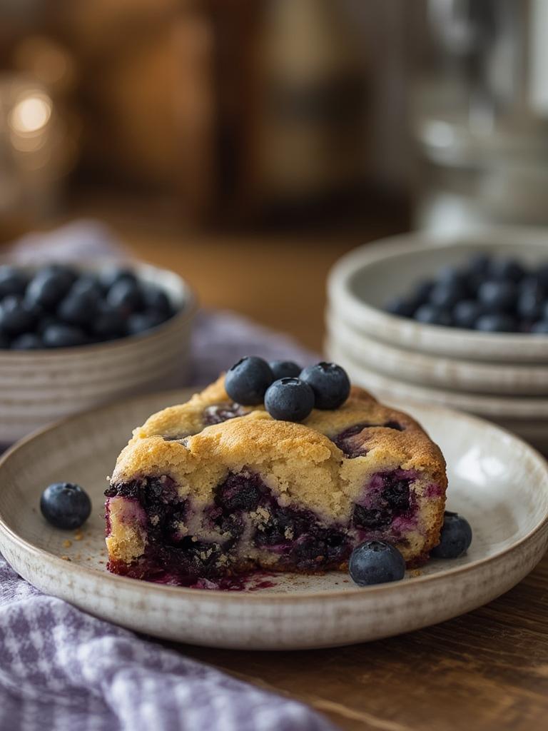 Blueberry Buckle Cake served