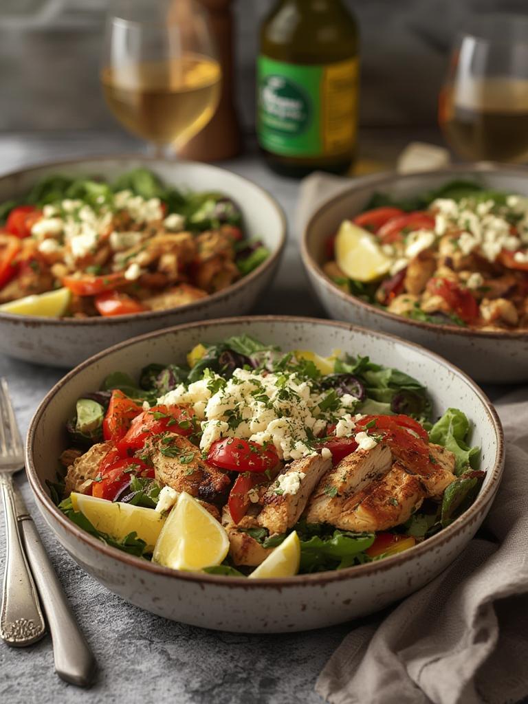 Greek Chicken Bowls served