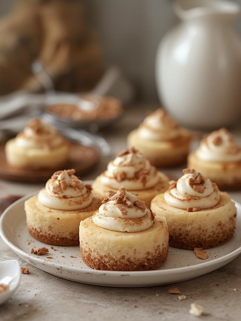 Mini No Bake Cinnamon Roll Cheesecakes served