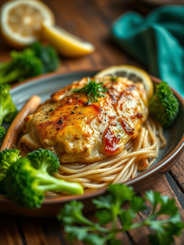 Cowboy Butter Lemon Bowtie Chicken with Broccoli