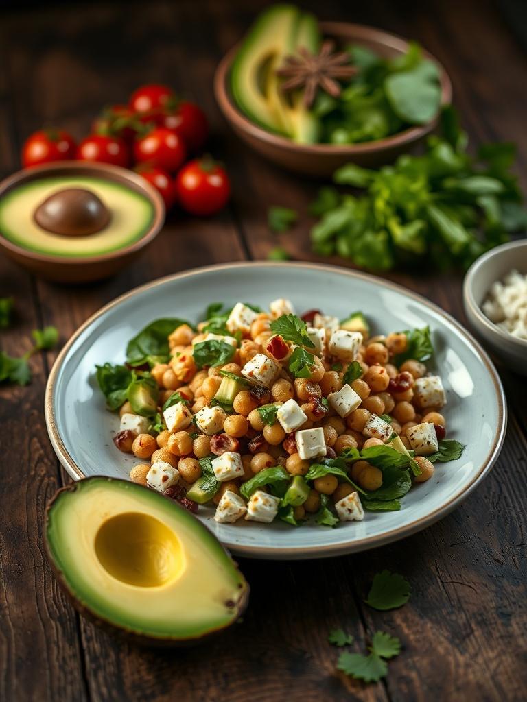 Chickpea Feta Avocado Salad