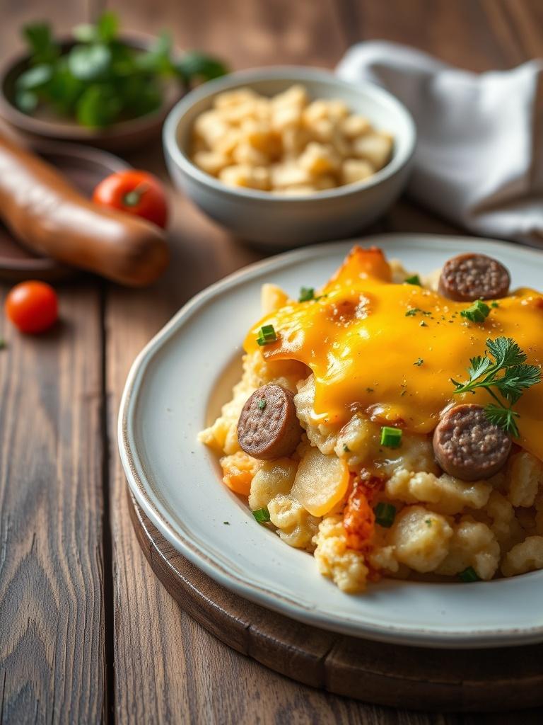 Easy Cheesy Potato & Sausage Casserole