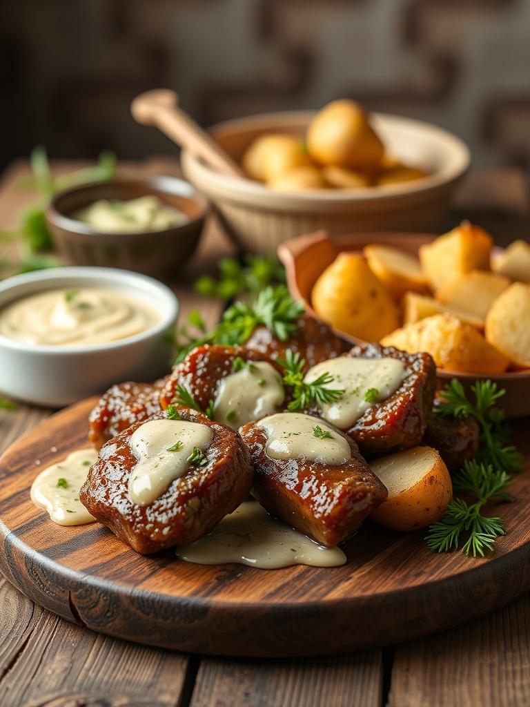 Garlic Butter Steak Bites and Potatoes