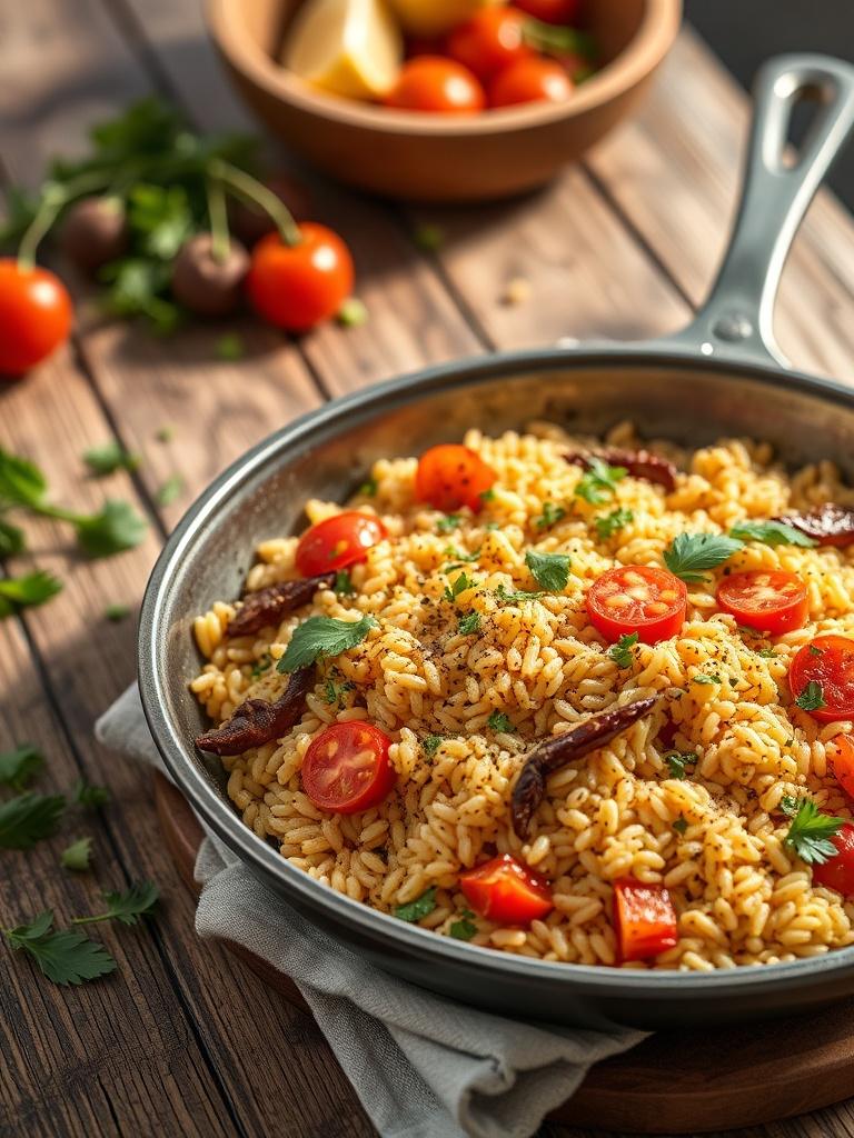 Mediterranean Orzo Skillet