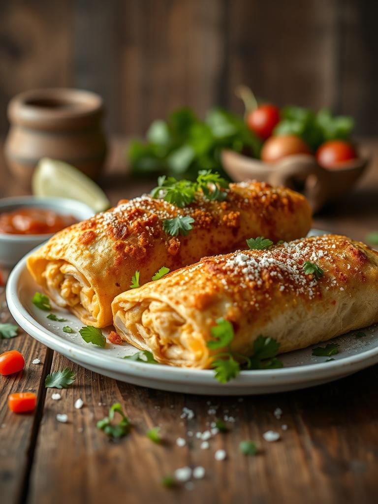 Oven-Fried Chicken Chimichangas
